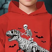 olcso Fiú Halloween jelmezei-Fiú 3D Koponya Tök Dinoszaurus Kapucnis felsőrész Hosszú ujj Tavasz Ősz Divat Utcai sikk Gyerekek 4-12 év Kapucni Szabadtéri Hétköznapi Napi Normál