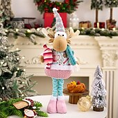 お買い得  装飾品-クリスマスのピンクの伸縮式サンタと雪だるまの置物、高さ調節可能なクリスマスオーナメント、テーブル、棚、窓のディスプレイ、ホリデーデコレーション