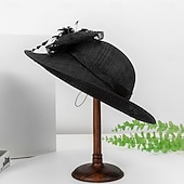 billiga Festhattar-hattar Fjäder Tyg Solhatt Bröllop Helgdag Tebjudning Hästrace cocktail Elegant Vintage Solskydd Med Fjäder Hårbonad Huvudbonader