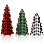 זול דמויות לאספנים-3 יחידות קישוטי שולחן מעץ לעץ חג המולד, קישוטי עץ כפריים, קישוטי שולחן לחג ומתנות מותאמות אישית לפסטיבל