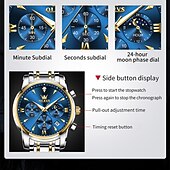 economico Orologi al quarzo-il nuovo orologio da lavoro con bracciale in acciaio inossidabile olevs con calendario luminoso, piccolo orologio al quarzo multifunzionale da 24 ore, tre lancette, orologio da polso sportivo da uomo