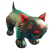 baratos Halloween ao Ar Livre-1 peça de cabeça móvel de gato de Halloween de 2,4 m com luz inflável, modelo de ar para áreas internas e externas, caminho de jardim, festa, atmosfera, luz decorativa, plugue EUA/UE/REINO UNIDO/AU