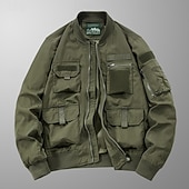 ieftine Jachete cargo-Bărbați Jacheta de Bombardier Jachetă militară Palton Sport Jacheta Varsity Sport exterior Casual Impermeabil Αντιανεμικό Fermoar Buzunar Primăvară Toamnă Iarnă Culoare solidă Activ Capișon Regulat