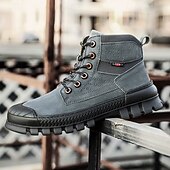 abordables Bottes de travail-Bottines de randonnée kaki pour homme avec semelle extérieure en caoutchouc épais – chaussures d&#039;extérieur respirantes et durables pour l&#039;alpinisme, le travail et les voyages d&#039;aventure