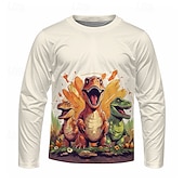 billiga Pojkens 3D-djur-Pojkar 3D Tecknat Dinosaurie T-shirt Långärmad Vår Höst Mode Grundläggande Barn 4-12 år Rund hals Utomhus Ledigt Dagligen Normal