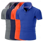 levne Pánské klasické polo-Pánské Golfová košile Polokošile Pique Obchod Ležérní Žebrovaný polo límec Krátký rukáv Módní Základní Pevná barva Knoflíky Vícebalení Léto Jaro &amp; podzim Celý rok Slim 1# 2# 3# 4# 5# 6# Golfová košile