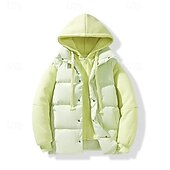billiga Herrdunjackor och -parkas-Herr Vinterkappa Pufferjacka Vadderad jacka Ficka Polyester Semester Dagliga kläder Datum Normal Mode Ledigt Bekväm Håller värmen Vinter Enfärgad / vanlig färg Svart Vit Ljusgrön Röd Pufferjacka