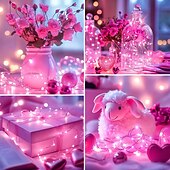 economico Striscie luci a batteria-10 pezzi 5m/16,4ft 50 perline a led luci a stringa per Halloween Natale matrimonio San Valentino festa atmosfera interna ed esterna decorazione stringa di luci scatola batteria AAA funzione timer