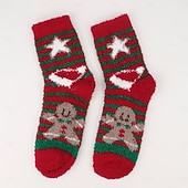 Недорогие домашние носки-зимние рождественские носки для женщин, милые мультяшные носки из кораллового флиса &amp;носки для сна, толстые теплые праздничные носки, рождественские носки в европейском стиле, плюшевые носки до