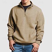 economico Felpa con cappuccio in pile-Per uomo Maglione Felpa con cappuccio in pile Felpa con zip corta Felpa con cappuccio foderata in pile Nero Bianco Rosa Blu marino Blu Colletto Mao Semplice Sport &amp; Outdoor Casuale Quotidiano
