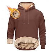 baratos Moletom com capuz de lã-Homens Moletom de lã Moletom com capuz de lã Sherpa Adamascado Preto Amarelo Vinho Azul Marinha Com Capuz Tecido Com Cordão Casual Diário Para Noite Poliéster Roupa de rua Casual Outono &amp; inverno
