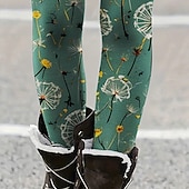 baratos -Mulheres Calças Leggings Leggings aconchegantes Roupa de rua Casual Comprimento total Cintura Alta dandelion Cintura elástica Imprimir Respirabilidade Confortável Com Stretch Férias Rua Roupa Diária