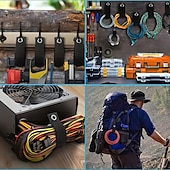 baratos Arrumação e Organização-6/10 ganchos organizadores de cabos multiuso com ganchos e laços de segurança, solução durável para gerenciamento de fios, mangueiras e cordas para armazenamento em casa, trailers e garagem