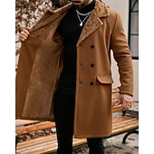 billiga Trenchcoat för män-Herr Fleece-jacka Peacoat Trenchcoat Semester Dagligen Höst Vinter Polyester Håller värmen Ytterkläder Kläder Mode Klassisk Slät Ficka Kavajslag Dubbelknäppt