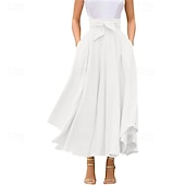 ieftine Fuste simple-Pentru femei Fustă Leagăn Modă Casual Maxi Talie Înaltă Fuste Tiv neregulat Micro-elastic Casul / Zilnic Sfârșit de săptămână Negru Alb Roșu-aprins Portocaliu Vară Poliester