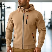 economico Felpa Tattica-Per uomo Felpa con cappuccio Felpa con cappuccio a zip intera Felpa con cappuccio in pile Felpa con cappuccio tattica Nero Bianco Borgogna Blu marino Blu Con Cappuccio Semplice Cerniera Sport