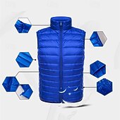 levne Pánská péřová vesta-Pánské Péřová vesta Puffer Vesta Kamizelka Vesta Dovolená Denní Rande Módní Na běžné nošení Podzim zima Kapsy Polyester Kachní peří Zahřívací Pohodlné Pevná barva Zip Stojáček Běžný Černá Fialov