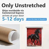 お買い得  動物画-オリジナルの赤黒の質感のある馬の油絵、キャンバスに描かれた野生の種馬の壁アート、馬のパレットナイフのアートワーク、モダンで大胆な乗馬の装飾