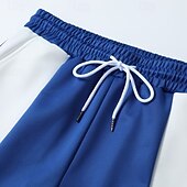 cheap Straight Leg-Men's Sweatpants Trousers Drawstring Elastic Waist Color Block Full Length Outdoor Vacation Casual Vacation Fashion Blue 1# Black Stretchy