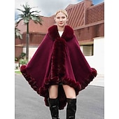 billige Pelssjal-Pelssjal Elegant Hold Varm Ermeløs Flaggermusermer Polyester Bryllup Wrap Med Ren Farge Til Spesiell Leilighet Høst vinter