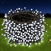 זול חוט נורות לד-15 מטר שרשראות תאורה 800 נוריות LED EL 5 מ&quot;מ סט אחד תושבת הרכבה סט אחד לבן חם לבן קר צבעוני שרשראות תאורה יצירתיות לחג אורות סולאריים חיצוניים לחג מופעל על ידי השמש