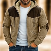 abordables Sudadera con capucha de vellón-Hombre Sudadera Sudadera con capucha y cremallera completa Sudadera con capucha de lana Sudadera con capucha forrada de polar Azul Piscina Marrón Verde Trébol Gris Con Capucha Plano Retazos Bloque de