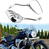 economico Decorazioni per Halloween all&#039;aperto-coppia di specchietti retrovisori laterali a forma di teschio, accessori per moto, design Ghost Claw, specchietti retrovisori modificati riflettenti per scooter elettrici Harley, parti di guida eleganti