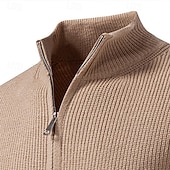 preiswerte Herren Strickjacke-Herren Pullover Kleid Pullover Strickjacke Reißverschluss-Pullover Strickpullover Gerippt Stricken Normale Oberteile Gestrickt Gerippt Einfach Stehkragen Mode Schals Lässig Alltagskleidung Bekleidung