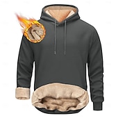 baratos Moletom com capuz de lã-Homens Moletom de lã Moletom com capuz de lã Sherpa Adamascado Preto Amarelo Vinho Azul Marinha Com Capuz Tecido Com Cordão Casual Diário Para Noite Poliéster Roupa de rua Casual Outono &amp; inverno