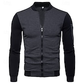 abordables Sudaderas Básicas_-Hombre Sudadera Sudadera Con Capucha Pull-over Sudadera con capucha y botones Negro Gris Cuello Barco Cuello Mao Plano Retazos Bloque de Color Deporte Casual Diario Poliéster Ropa de calle Fresco