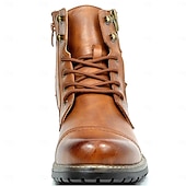 baratos Botas de combate-botas de combate masculinas com zíper lateral e fivela - botas de cano curto com cadarço de moda casual para roupas urbanas e do dia a dia