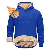 baratos Moletom com capuz de lã-Homens Moletom de lã Moletom com capuz de lã Sherpa Adamascado Preto Amarelo Vinho Azul Marinha Com Capuz Tecido Com Cordão Casual Diário Para Noite Poliéster Roupa de rua Casual Outono &amp; inverno