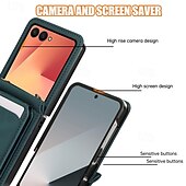 abordables Carcasas Samsung-teléfono Funda Para Samsung galaxia Z Flip 7 Z Flip 6 Z Flip 5 Z Flip 4 Funda Trasera con cordón Caballete Ranura para tarjetas Retro TPU Cuero de PU