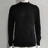 preiswerte Herrenpullover-Herren Pullover Strickpullover Gerippt Stricken Normale Oberteile Gestrickt Einfach Rundhalsausschnitt Mode Basic Urlaub Alltagskleidung Bekleidung Herbst Winter Schwarz Grau S M L