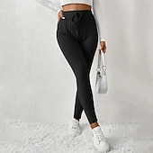Χαμηλού Κόστους Γυναικείο Skinny Παντελόνι-Γυναικεία Κοτλέ παντελόνι Πλατύ παντελόνι ανάπαυσης Παντελόνια με κοψίματα Κομψό στυλ street Καθημερινό Μέχρι τον αστράγαλο Ψηλή Μέση Σκέτο Κορδόνι Ελαστικό σχέδιο κορδονιών περίσφιξης Άνετο