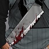 billiga Pojkes Halloween kostymer-Halloween Pojkar 3D Dödskalle T-shirt Långärmad Vår Höst Mode Grundläggande Barn 4-12 år Rund hals Utomhus Ledigt Dagligen Normal