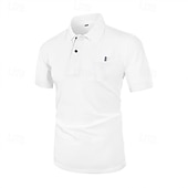 voordelige Klassieke polo voor heren-Multi-pakketten 3 stuks Voor heren Revers Korte Mouw Wit+Zwart+Blauw Ice Silk seersucker polo Polo's met knopen Golfshirt Jacquard Effen Vakantie Alledaagse kleding Polyester Zomer