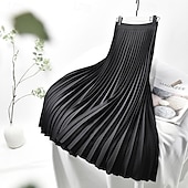 ieftine Fuste de șifon-Pentru femei Fustă Leagăn Modă Casual Maxi Talie Medie Fuste Simplu Plisată Micro-elastic Vacanță Stradă Negru Alb Bleumarin Gri Închis Vară Șifon Poliester