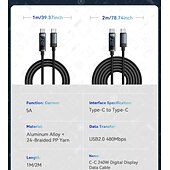 olcso Mobiltelefon-kábelek-240 W-os USB-C - USB-C kábel, 100 W-os PD 3.1 gyorstöltő töltőkábel MacBook Pro-hoz, Xiaomi-hoz, Samsung laptophoz, Essagerhez