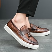 preiswerte Freizeit-Loafer-Braune Herren-Loafer mit Krokodilmuster und Quasten – luxuriöse Slipper für Business, Abendpartys und formelle Anlässe