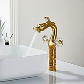 economico Rubinetti per lavandino bagno-Rubinetto per lavabo - Classico Cromo Set centrale Due maniglie un foroBath Taps