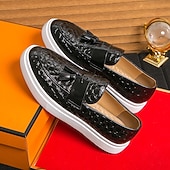 preiswerte Freizeit-Loafer-Braune Herren-Loafer mit Krokodilmuster und Quasten – luxuriöse Slipper für Business, Abendpartys und formelle Anlässe