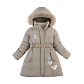 economico Giacca in piuma e parka per ragazze-Bambini Ragazze Cappotto in Piuma Cuore Moda Cerniera Scuola Cappotto Capispalla 4-12 Anni Autunno Nero Rosa Vino