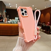 Недорогие Чехлы для iPhone-телефон Кейс для Назначение i16 15 14 Pro Max Plus 13 Кейс на заднюю панель с ремешком Защита от удара Градиент цвета ПК