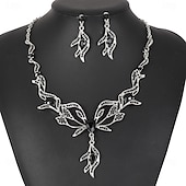 abordables Parures de Bijoux-un parure de bijoux de mariée 1 ensemble Zircon Strass Alliage 1 Collier Boucles d&#039;oreilles Femmes Mode Personnalisé Luxe Mignon Géométrique Forme de Feuille Fleur irrégulier Parure de Bijoux Pour
