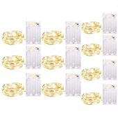 economico Striscie luci a batteria-10 pezzi 5m/16,4ft 50 perline a led luci a stringa per Halloween Natale matrimonio San Valentino festa atmosfera interna ed esterna decorazione stringa di luci scatola batteria AAA funzione timer