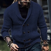 Муж. Кардиган Укороченный свитер Вязаный свитер Рельефный узор Вязать Обычные топы Карман Пуговицы Полотняное плетение Воротник шалевого типа Мода Классика Отпуск На каждый день Одежда Осень Зима Недорогие кардиган мужской свитер-Муж. Кардиган Укороченный свитер Вязаный свитер Рельефный узор Вязать Обычные топы Карман Пуговицы Полотняное плетение Воротник шалевого типа Мода Классика Отпуск На каждый день Одежда Осень Зима