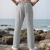 お買い得  スウェットパンツ-男性用 スウェットパンツ ズボン バギーパンツ ニットパンツ オープンボトムスウェットパンツ ドローストリング 弾性ウエスト 平織り 吸汗性 高通気性 全長 アウトドア カジュアル 日常 ファッション ストリートファッション ブラック グリーン 伸縮性あり