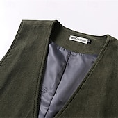 preiswerte Herrenweste-Herren Cordweste Weste Gilet Urlaub Party Geschäft Mode Lässig Frühling Herbst Tasche Knöpfe Polyester Bequem Einfach Einreihig Ein-Knopf V Ausschnitt Normale Passform Schwarz Grün Kaffee Weste
