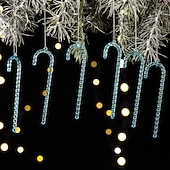 billige Ornamenter-6 stk. juletre-pynt i akryl, gjennomsiktige krystall-istapp-anheng, fargerike hengende dekorasjoner til juletre og høytidsfester